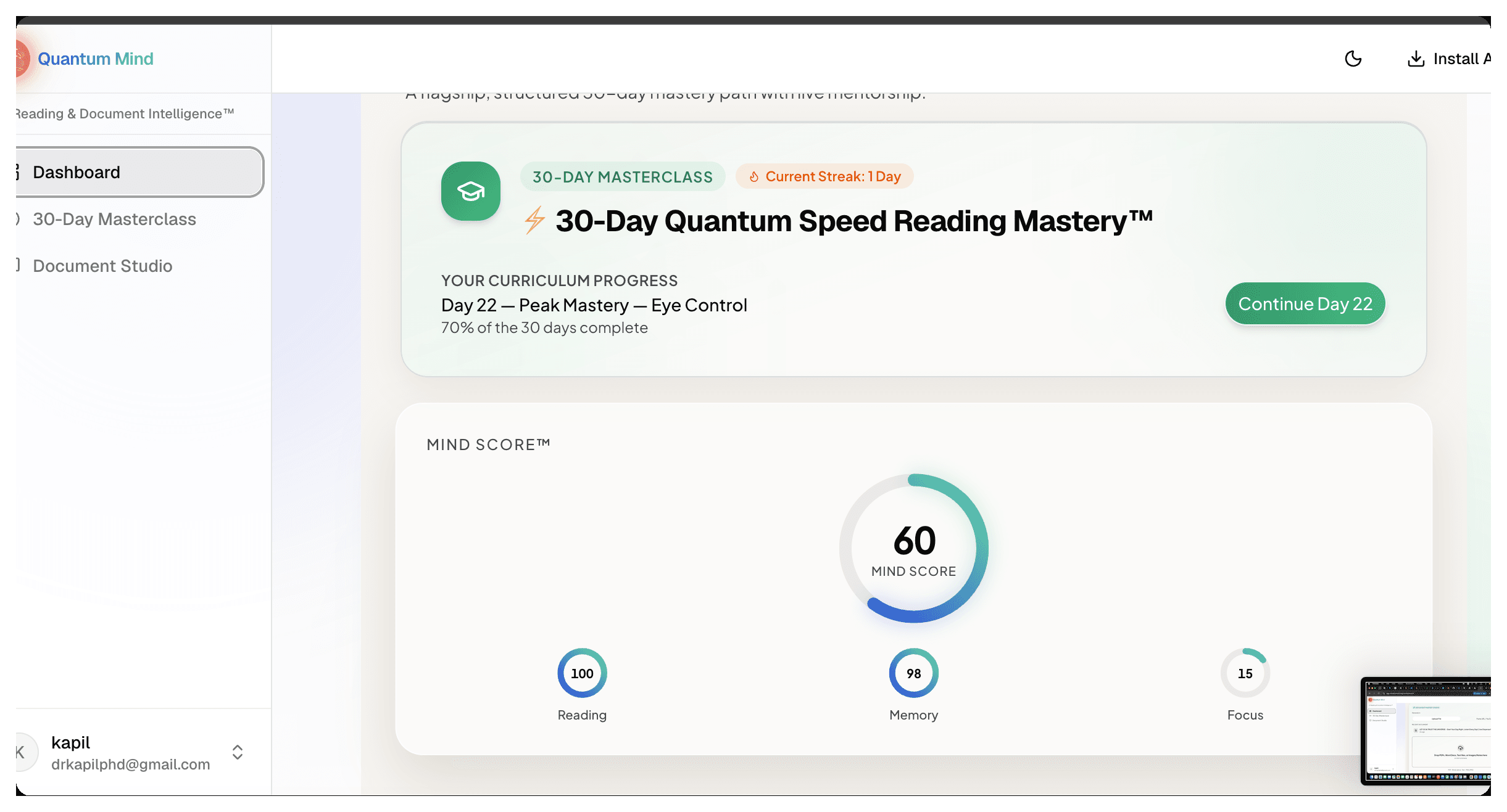 Inside the 30-Day Quantum Speed Reading app streak