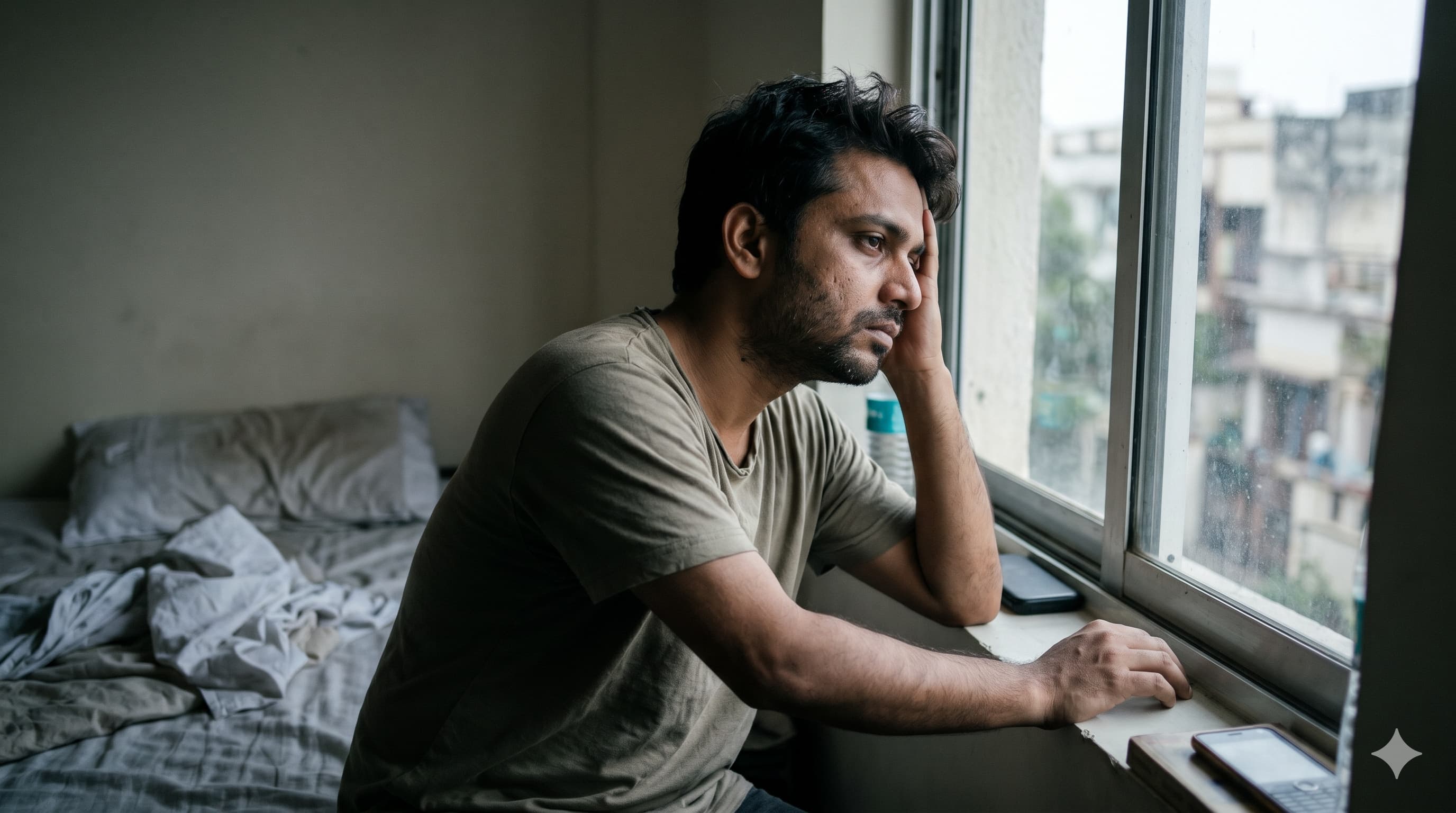 A person weighed down by worry and low energy