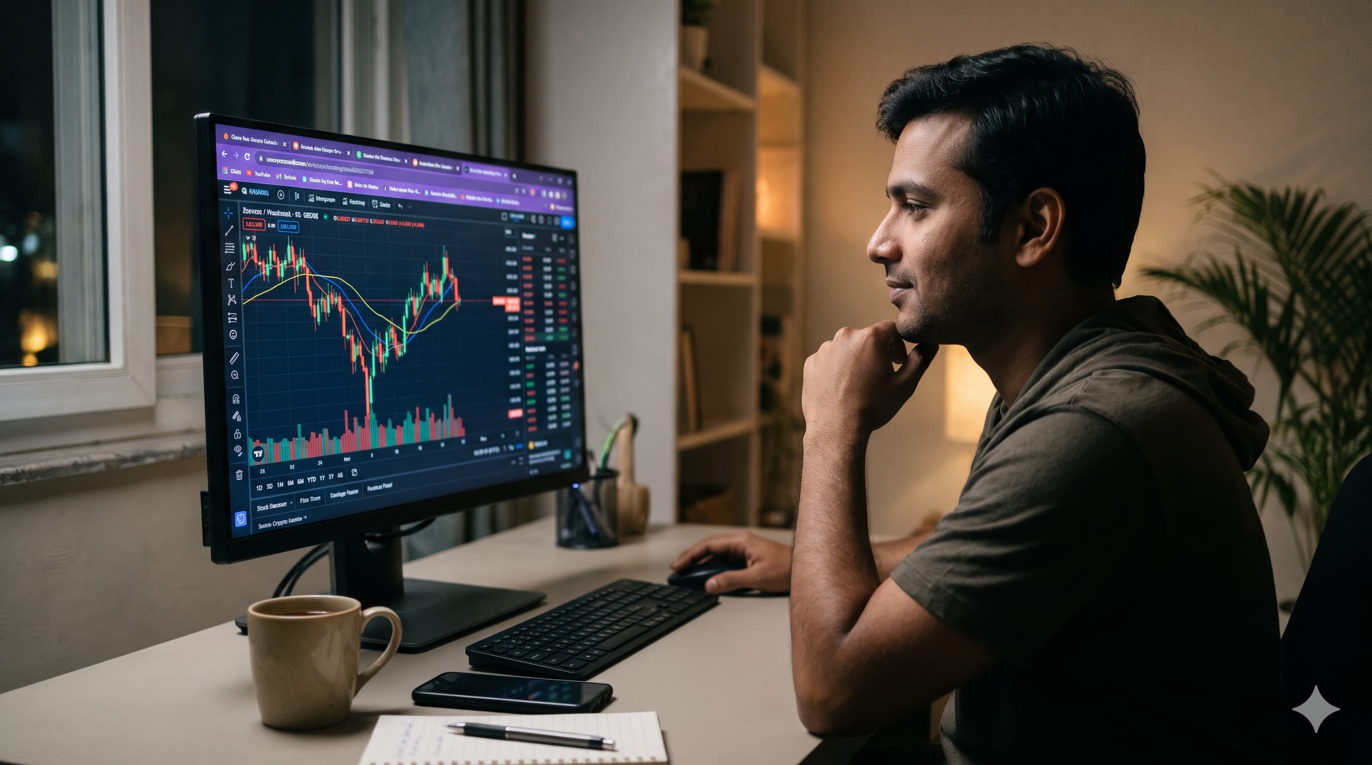 A trader looking at market charts